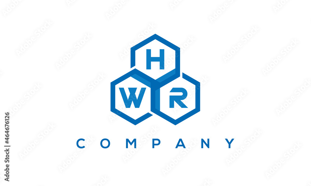 HWR three letters creative polygon hexagon logo	