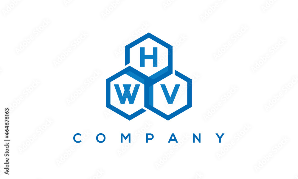 HWV three letters creative polygon hexagon logo	
