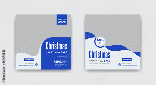Merry Christmas Happy New Year Fashion Sale Social Media Post Web banner Or Square Flyer Template Design