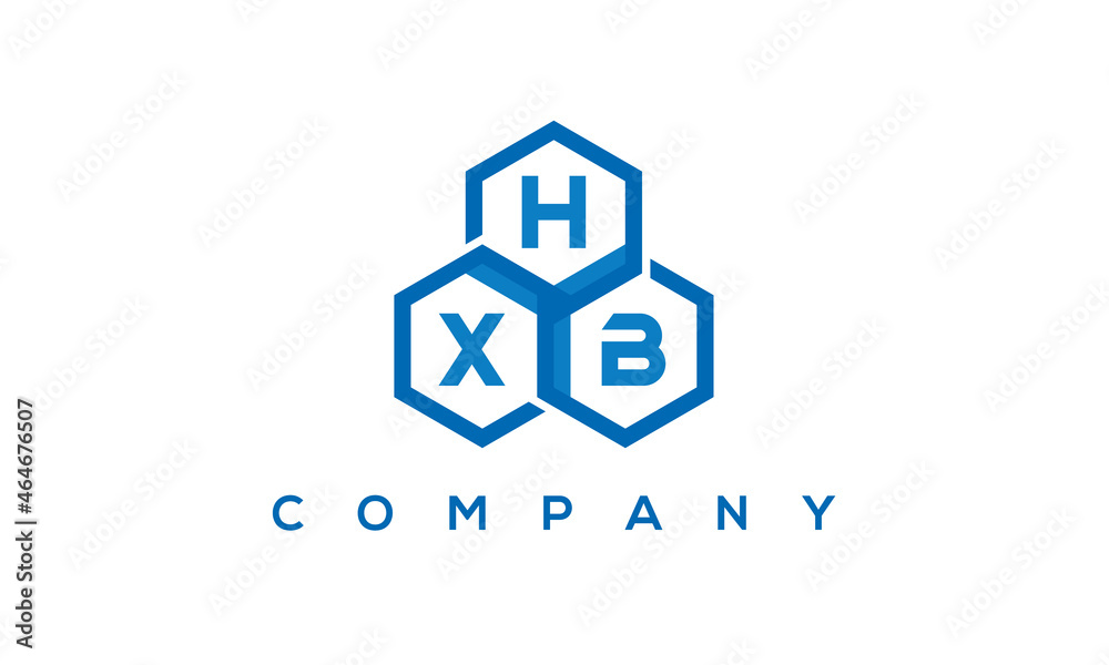 HXB three letters creative polygon hexagon logo	