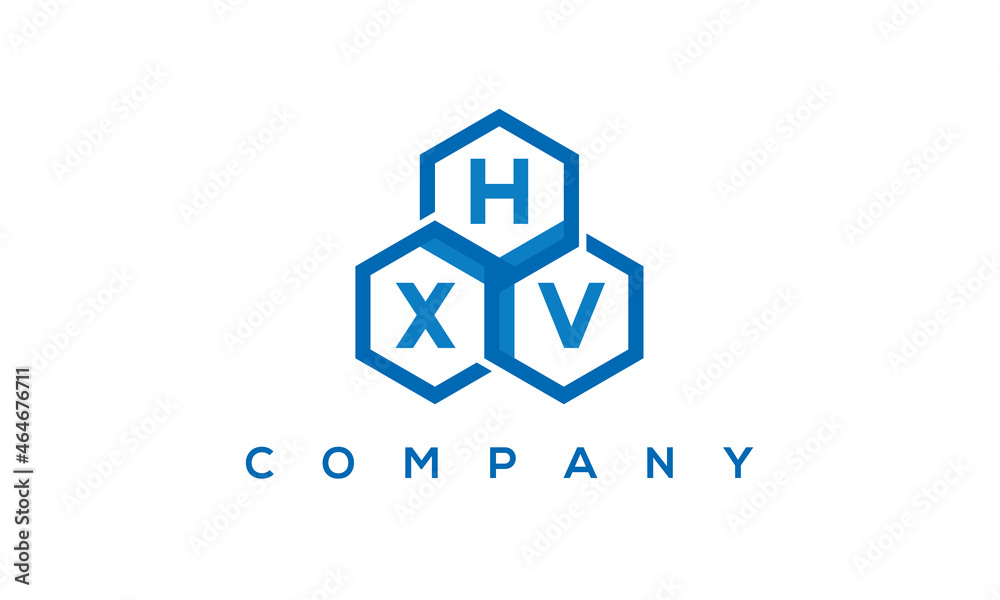 HXV three letters creative polygon hexagon logo	