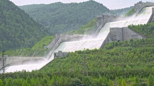 Sayano Shushenskaya HPP, hydroelectric power plant, Yenisei River, Taiga, Khakassia, Cheryomushki, Yenisei, Russia photo