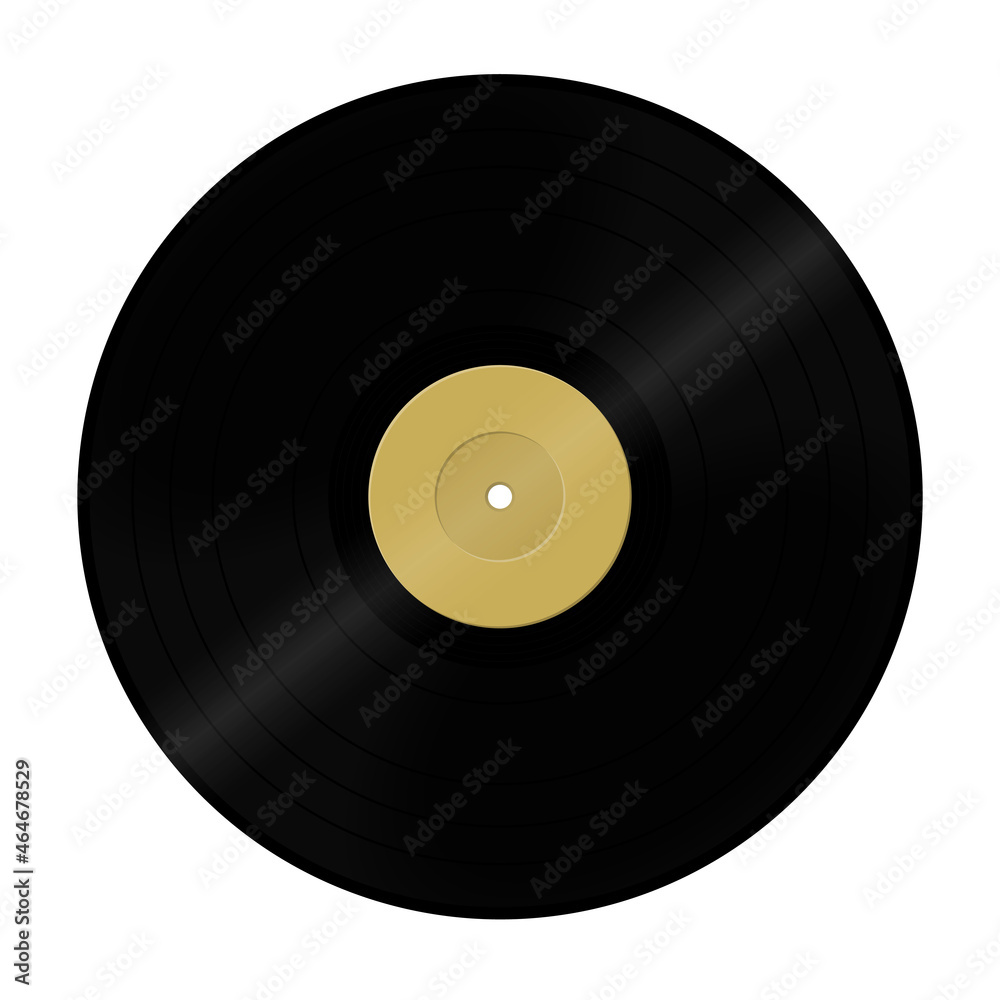 Gramophone vinyl record. Mock up for editing. Isolated white background. Old technology, retro design. Vector illustration