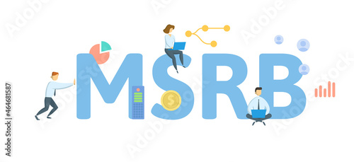MSRB, Municipal Securities Rulemaking Board. Concept with keyword, people and icons. Flat vector illustration. Isolated on white.