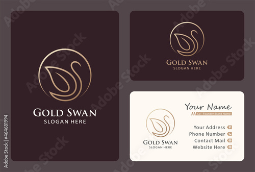 creative swan logo design with business card template.
