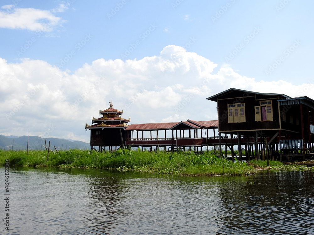 Inle Lake, Myanmar - november, 2019: slow life on Inle Lake of Myanmar, Burma Inle Lake, Myanmar - november, 2019: slow life on Inle Lake of Myanmar, Burma