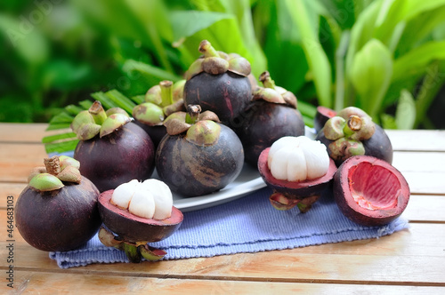 Ready to eat fresh mangosteen From the best source of southern Thailand, selective focus photo