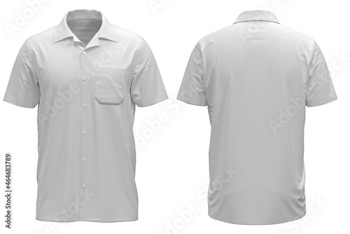 Short-sleeve button-down shirt (White)