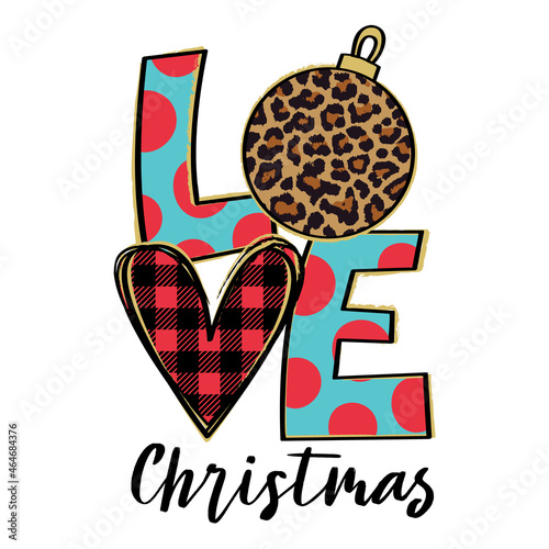 Love Christmas leopard Buffalo Plaid Collection Set