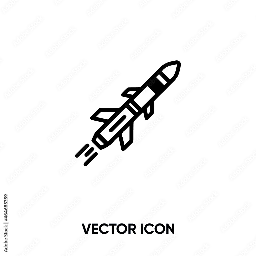 Missile vector icon. Modern, simple flat vector illustration for website or mobile app.Rocket or weapon symbol, logo illustration. Pixel perfect vector graphics Missile vector icon. Modern, simple flat vector illustration for website or mobile app.Rocket or weapon symbol, logo illustration. Pixel perfect vector graphics