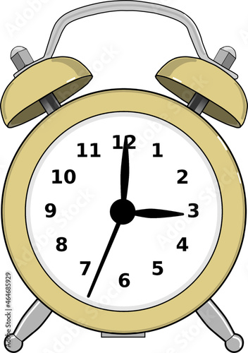 vanilla beige retro vintage analog alarm watch clock 03h00 clipart vector image color and hour min sec editable changeable