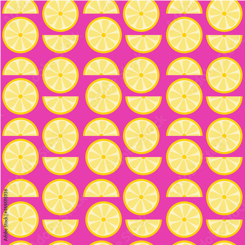 Vector lemon seamless pattern on pink background