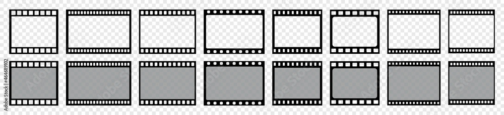 film strip icon set. tape photo film strip frame, Video Film strip roll, Vector illustration