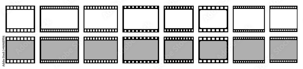 film strip icon set. tape photo film strip frame, Video Film strip roll, Vector illustration