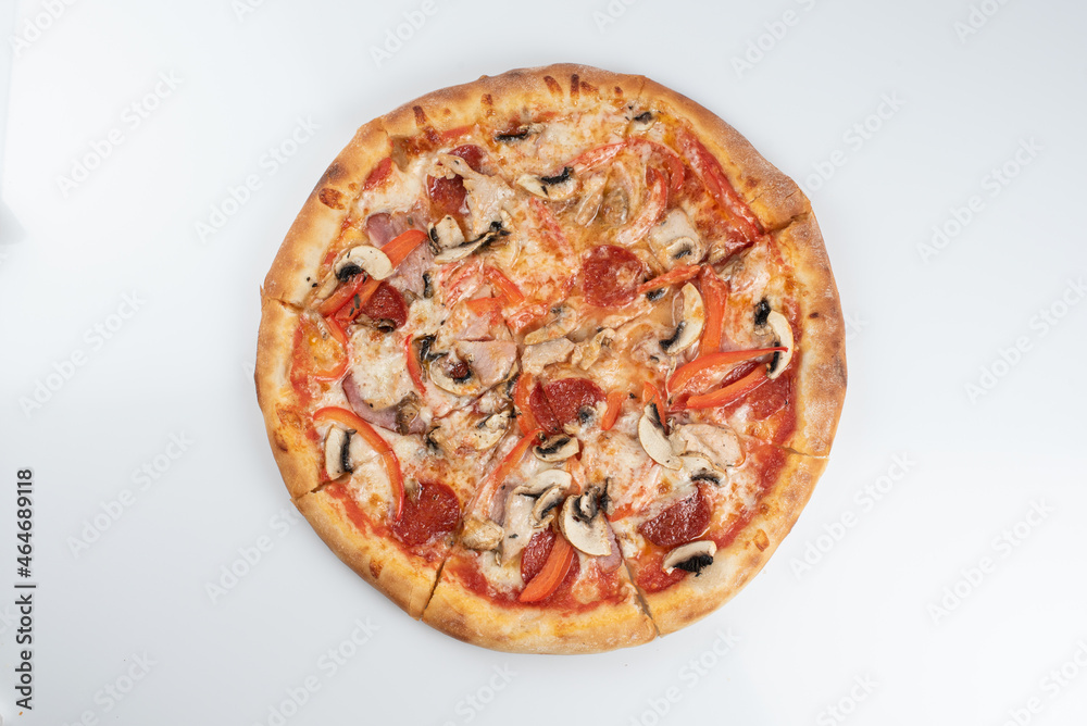 pizza on grey background pizza on grey background
