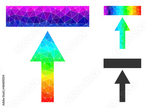 Low-poly move top icon with spectral colorful. Spectrum colored polygonal move top vector filled with chaotic colorful triangles. Flat geometric polygonal illustration created from move top icon.