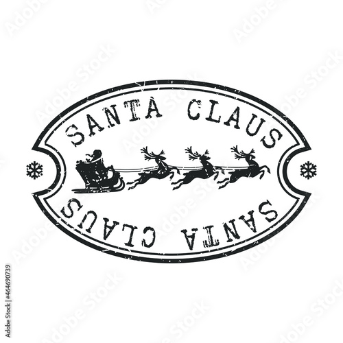 Santa Claus North Pole Stamp. Mail Christmas Vector. Sign Round Design  Old Style. Holiday Children and Kids Symbol.
