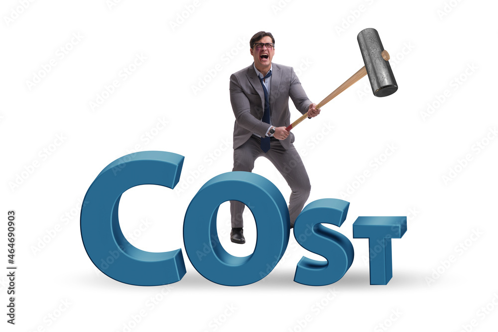 Cost optimisation concept with falling costs Cost optimisation concept with falling costs