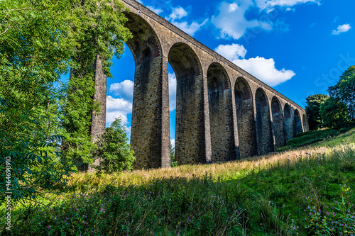 A view of the Thornton viaduct crossing the Pinch Beck next to the town of Thornton, Yorkshire, UK in summertime