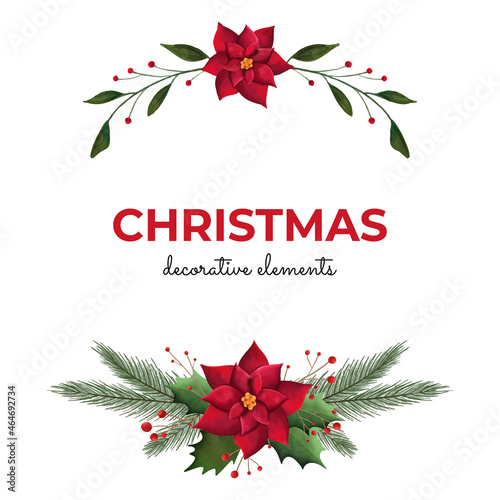 Christmas decorative watercolor elements