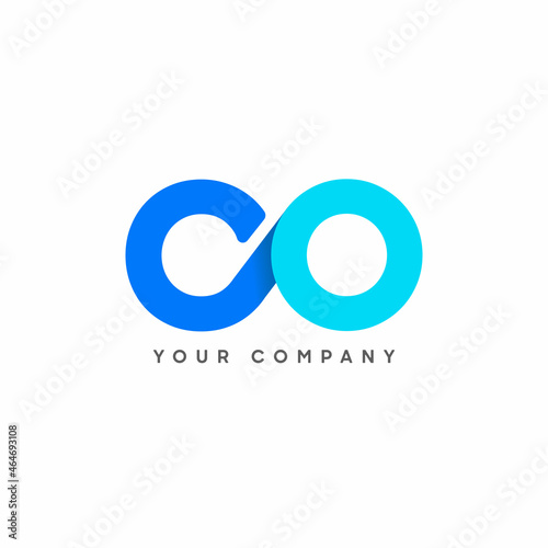 Abstract Initial Letter C and O Linked Logo. Blue Gradient Circular Rounded Infinity Style Connected. Usable for Business and Technology Logos. Flat Vector Logo Design Template Element.