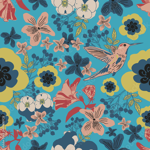 seamless floral pattern blue