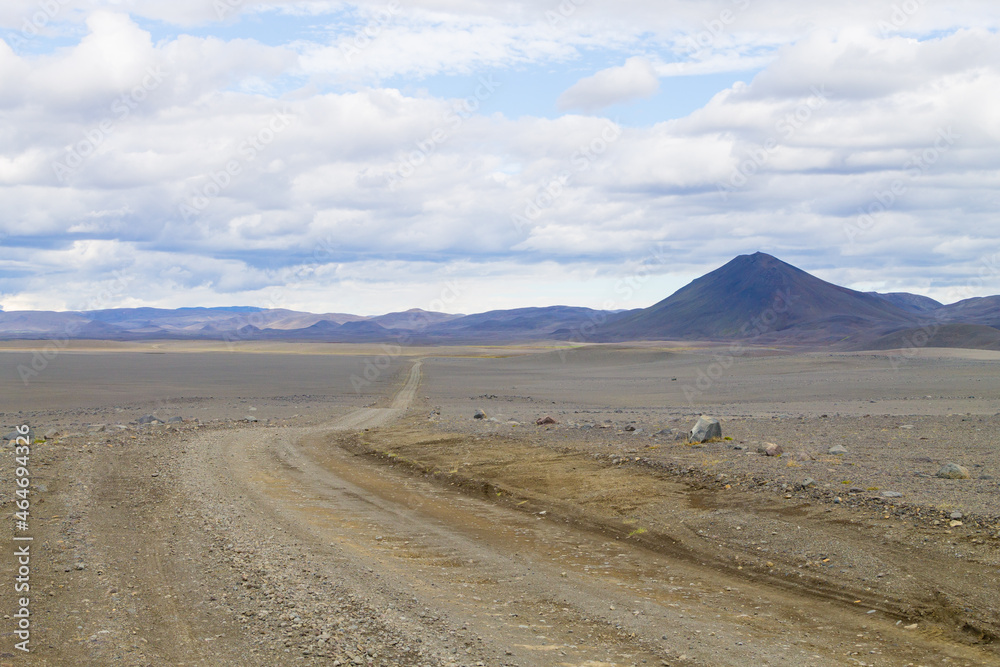 Dirt road along central highlands of Iceland.