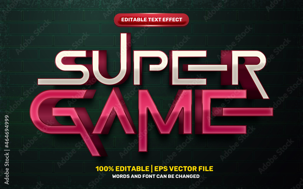 super game comic cartoon hero 3d editable text effect style