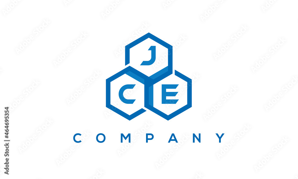 JCE three letters creative polygon hexagon logo	