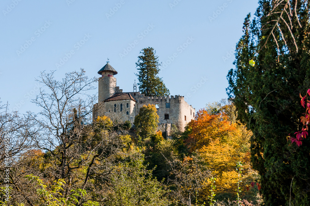 Arlesheim, Schloss Birseck, Burg, Landwirtschaft, Wald, Obstbäume, Ermitage, Herbstfarben, Wanderweg, Herbst, Baselland, Schweiz
