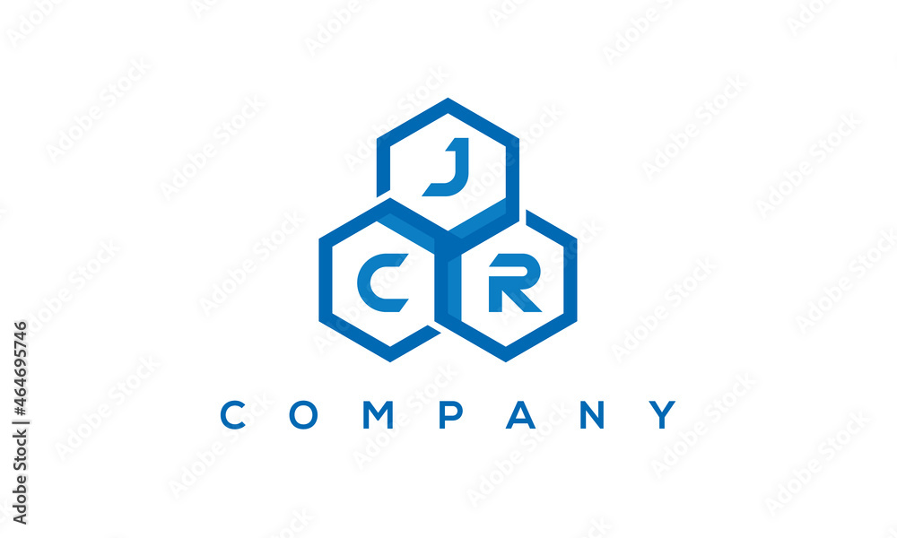 JCR three letters creative polygon hexagon logo JCR three letters creative polygon hexagon logo