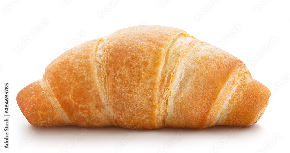 Delicious croissant close-up, isolated on white background