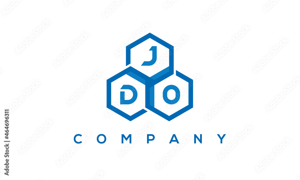 JDO three letters creative polygon hexagon logo	