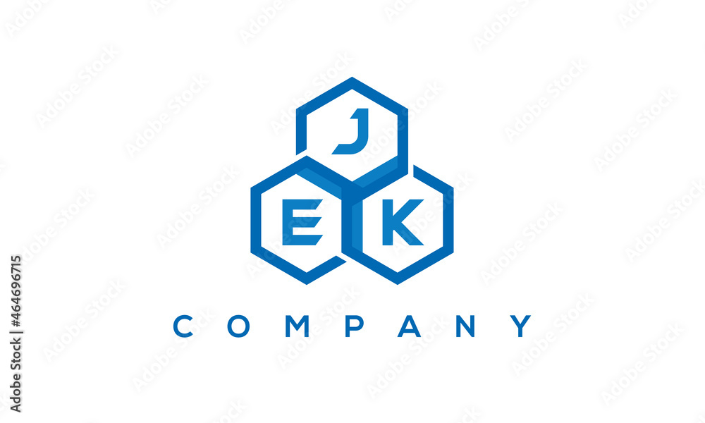 JEK three letters creative polygon hexagon logo	