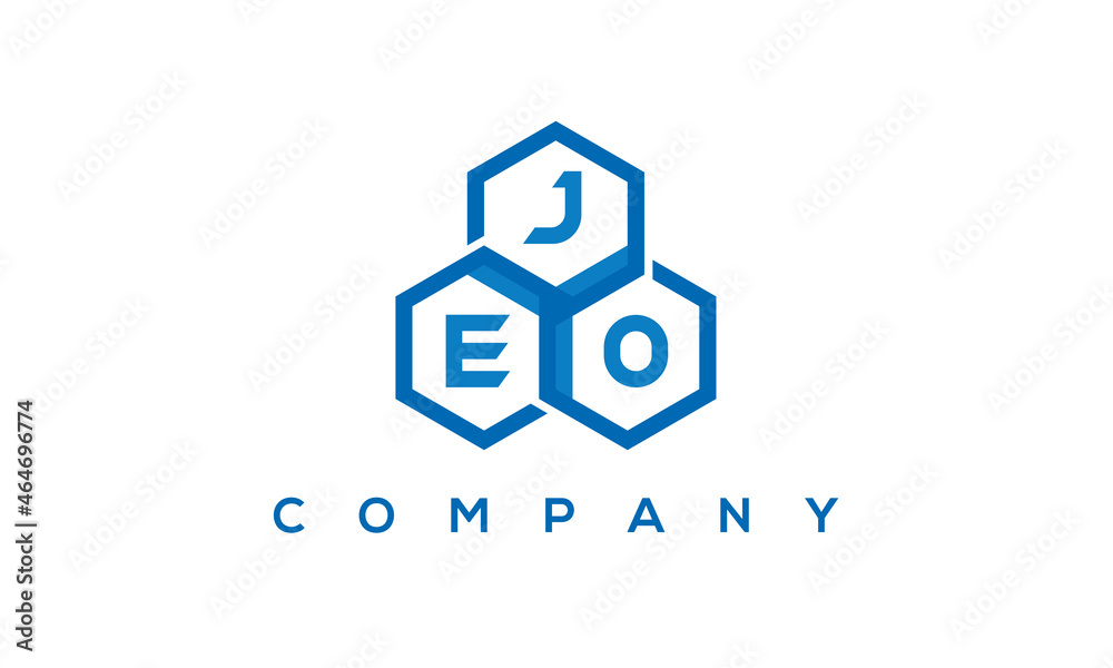JEO three letters creative polygon hexagon logo	
