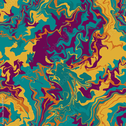 Bright flowing paint spots. Seamless abstract pattern.