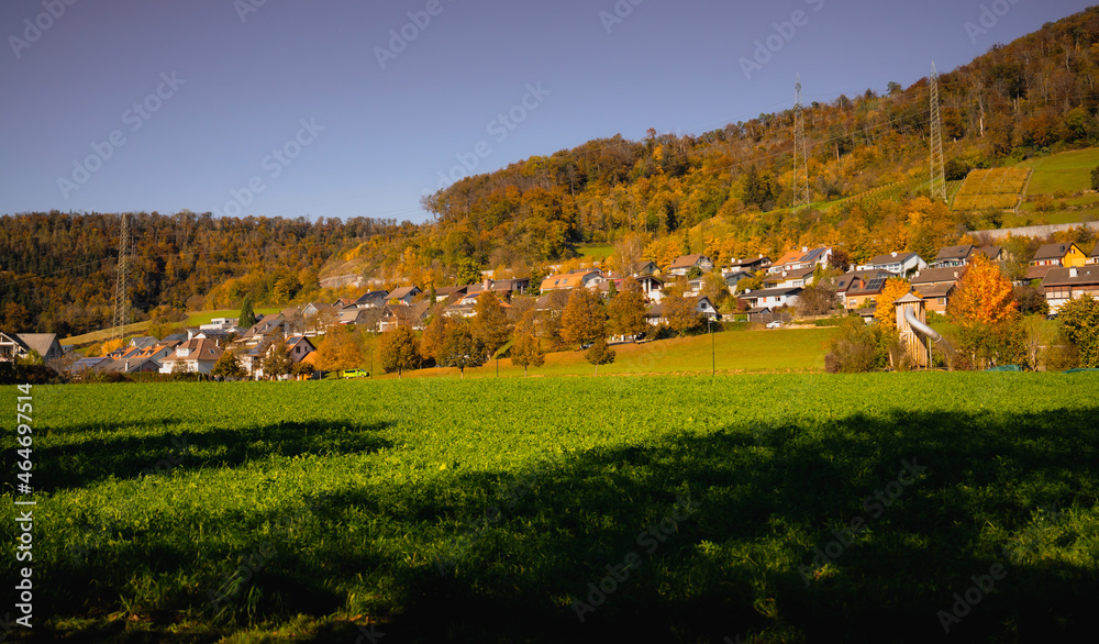 Sunny day in Liestal, Sissach, itingen, Baselland, basel in Switzerland with Swiss Culture and amazing nature and history