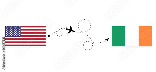 Flight and travel from USA to Ireland by passenger airplane Travel concept