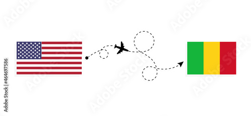 Flight and travel from USA to Mali by passenger airplane Travel concept