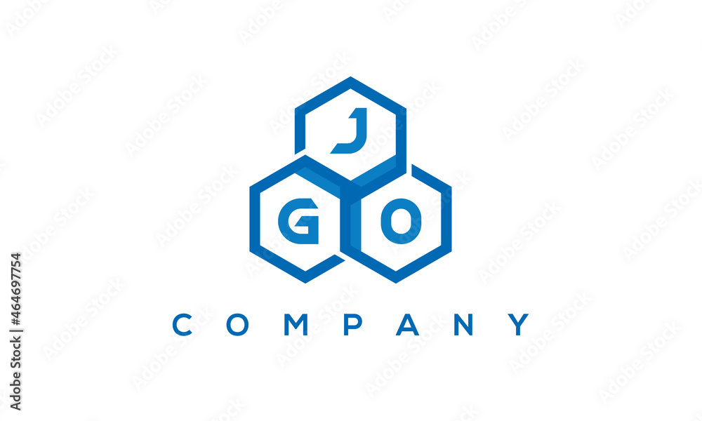 JGO three letters creative polygon hexagon logo	