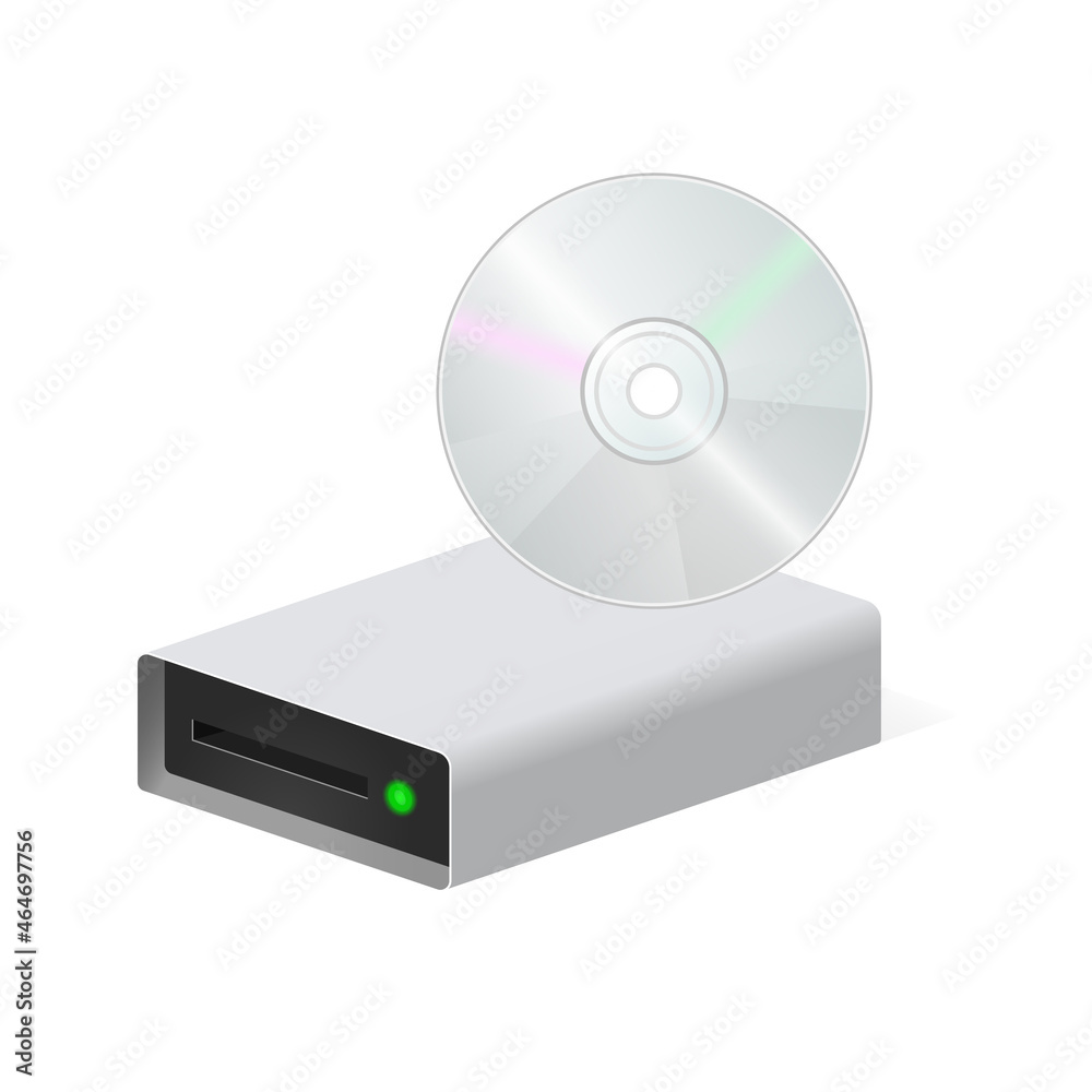 Volumetric disk drive with compact disc icon for personal computer Volumetric disk drive with compact disc icon for personal computer