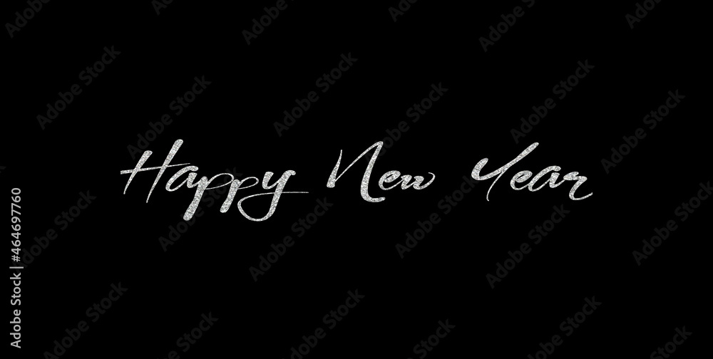 happy new year 2022 postcard with black background and silve sparkle