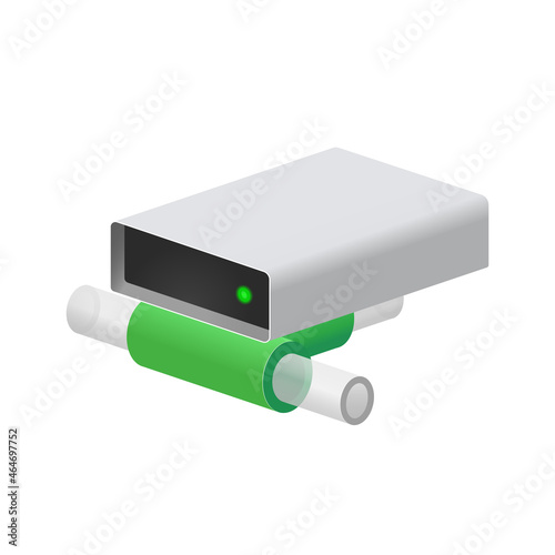 Volumetric hard disk or disk drive icon on the network