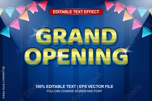 grand opening editable text style effect with party flag