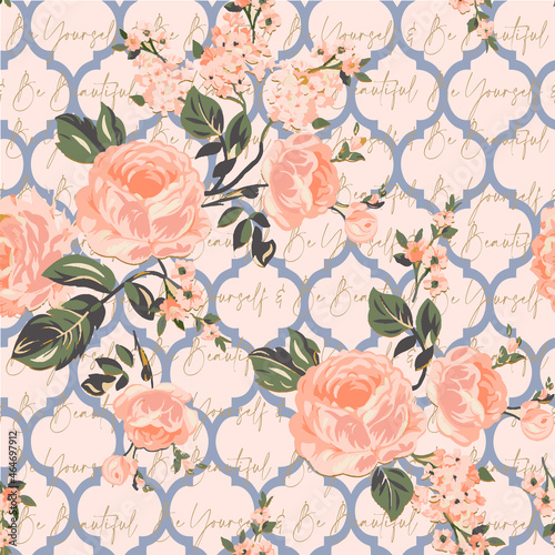 Wallpaper Mural Floral print seamless pattern endless repeat for textile and papers. Torontodigital.ca