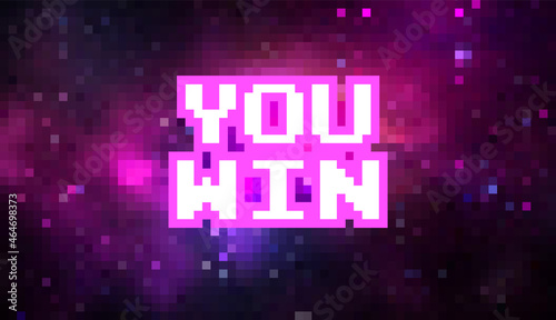 Pixel art space background with message You Win