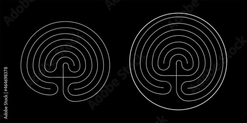 Crete traditional symbol. Cretan labyrinth line art vector photo