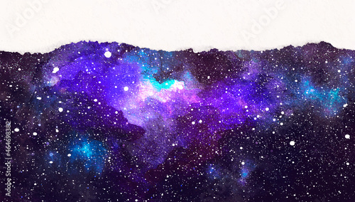 Watercolor galaxy background with stars. Vector cosmic layout with copy space for text