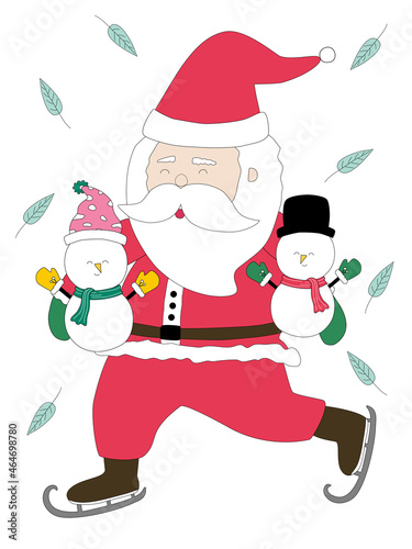 Merry Christmas with Santa Claus characters in various gestures Designed in doodle style for Christmas themes  decorations  cards  patterns  pillow patterns  t-shirts  stickers  digital print and more