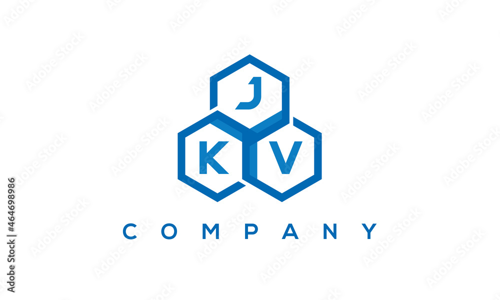 JKV three letters creative polygon hexagon logo JKV three letters creative polygon hexagon logo